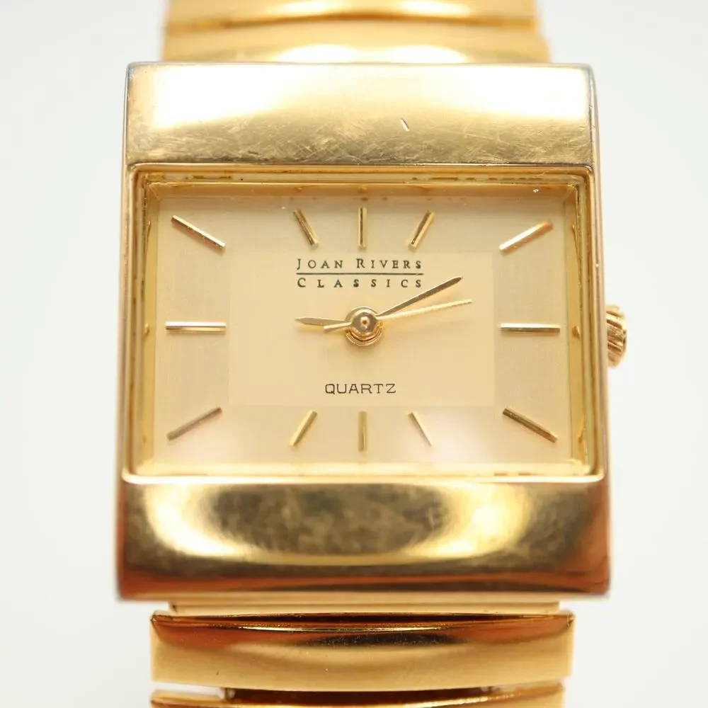Joan Rivers Classic Womens Gold Tone 25mm Watch Expansion Band w New Battery
